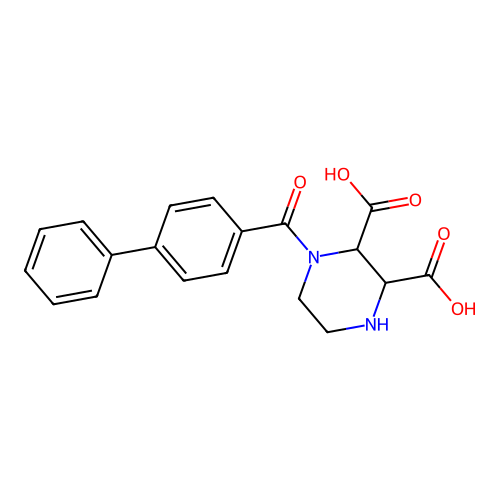 1-(4-Phenylbenzoyl)piperazine-2,3-dicarboxylic acid structure