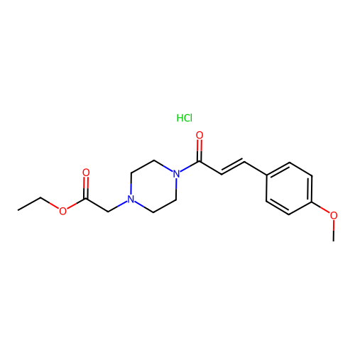 1-Piperazineacetic acid, 4-(p-methoxycinnamoyl)-, ethyl ester, hydrochloride structure