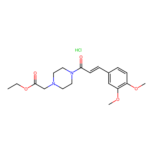 1-Piperazineacetic acid, 4-(3,4-dimethoxycinnamoyl)-, ethyl ester, hydrochloride structure