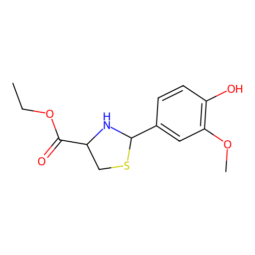 Ethyl 2-(4-hydroxy-3-methoxyphenyl)-1,3-thiazolidine-4-carboxylate structure