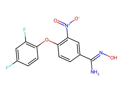 4-(2,4-difluorophenoxy)-N'-hydroxy-3-nitrobenzenecarboximidamide structure