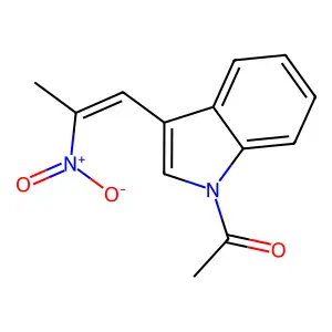 1-[3-[(E)-2-nitroprop-1-enyl]indol-1-yl]ethanone structure