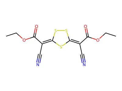 diethyl 2,2'-(1,2,4-trithiolane-3,5-diylidene)bis(cyanoacetate) structure