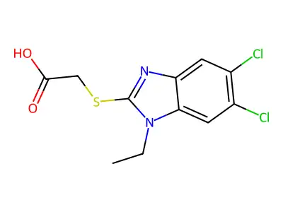 2-(5,6-Dichloro-1-ethylbenzimidazol-2-yl)sulfanylacetic acid structure