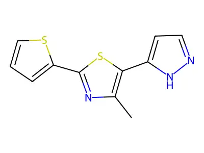 4-methyl-5-(1H-pyrazol-5-yl)-2-(thiophen-2-yl)-1,3-thiazole structure