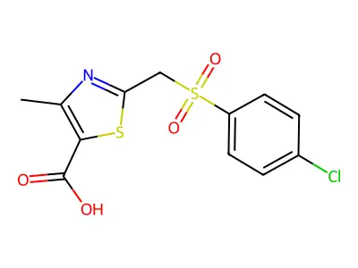 2-[(4-Chlorophenyl)sulfonylmethyl]-4-methyl-1,3-thiazole-5-carboxylic acid structure