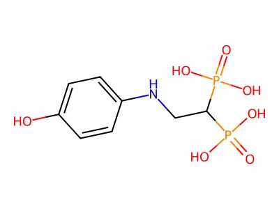 (2-((4-Hydroxyphenyl)amino)ethane-1,1-diyl)diphosphonic acid structure