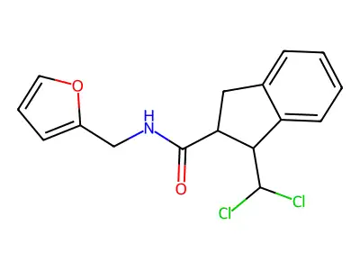 1-(dichloromethyl)-N-(furan-2-ylmethyl)-2,3-dihydro-1H-indene-2-carboxamide structure