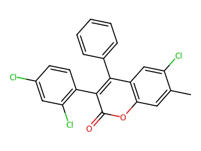 6-Chloro-3-(2,4-dichlorophenyl)-7-methyl-4-phenylchromen-2-one structure