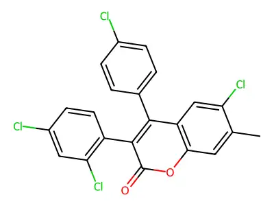 6-Chloro-4-(4-chlorophenyl)-3-(2,4-dichlorophenyl)-7-methylchromen-2-one structure