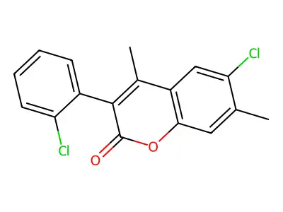 6-Chloro-3-(2-chlorophenyl)-4,7-dimethylchromen-2-one structure