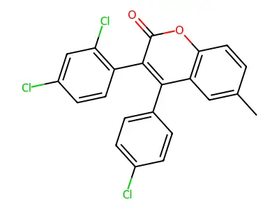 4-(4-Chlorophenyl)-3-(2,4-dichlorophenyl)-6-methylchromen-2-one structure