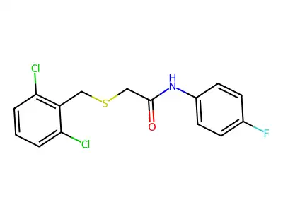 2-[[(2,6-Dichlorophenyl)methyl]thio]-N-(4-fluorophenyl)acetamide structure