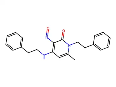 6-Methyl-3-nitroso-1-(2-phenylethyl)-4-(2-phenylethylamino)pyridin-2-one structure