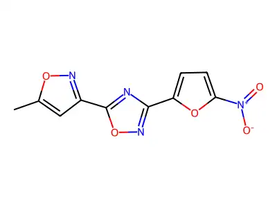 5-(5-Methyl-isoxazol-3-yl)-3-(5-nitro-furan-2-yl)-[1,2,4]oxadiazole structure