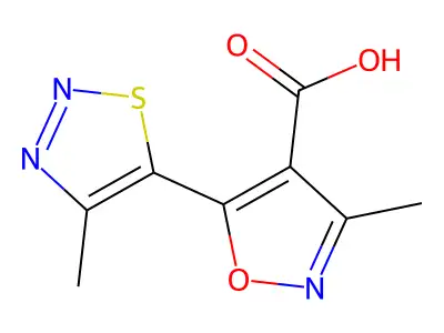 3-Methyl-5-(4-methyl-1,2,3-thiadiazol-5-yl)isoxazole-4-carboxylic acid structure