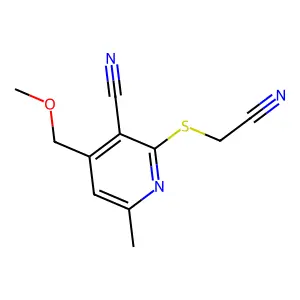 2-Cyanomethylsulfanyl-4-methoxymethyl-6-methyl-nicotinonitrile structure
