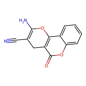 2-amino-5-oxo-4H-pyrano[3,2-c]chromene-3-carbonitrile structure