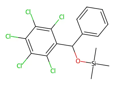 Trimethyl((perchlorophenyl)(phenyl)methoxy)silane structure