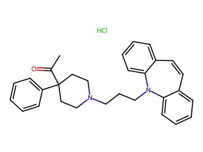 5H-Dibenz(b,f)azepine, 5-(3-(4-acetyl-4-phenylpiperidino)propyl)-, hydrochloride structure