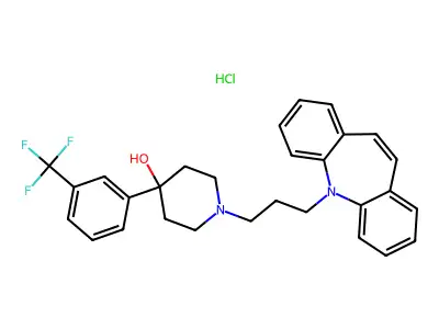4-Piperidinol, 1-(3-(5H-dibenz(b,f)azepin-5-yl)propyl)-4-(alpha,alpha,alpha-trifluoro-m-tolyl)-, hydrochloride, ethanol structure