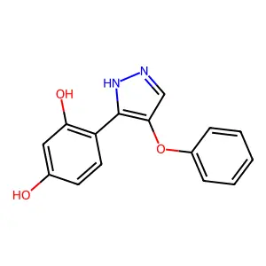 4-(4-phenoxy-1H-pyrazol-3-yl)benzene-1,3-diol structure