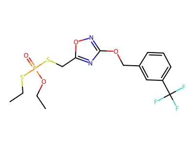 O,S-diethyl S-[(3-{[3-(trifluoromethyl)benzyl]oxy}-1,2,4-oxadiazol-5-yl)methyl] phosphodithioate structure