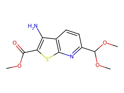 Methyl 3-amino-6-(dimethoxymethyl)thieno[2,3-b]pyridine-2-carboxylate structure