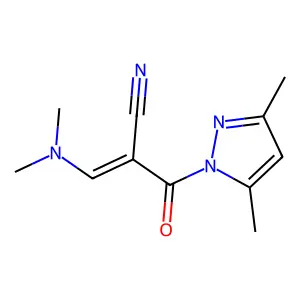 2-(3,5-dimethyl-1H-pyrazole-1-carbonyl)-3-(dimethylamino)prop-2-enenitrile structure