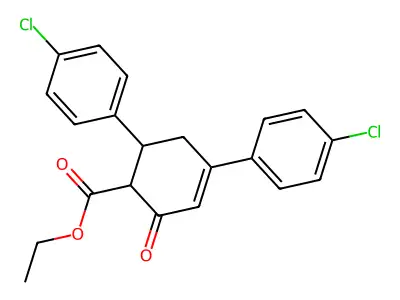 Ethyl 4,6-bis(4-chlorophenyl)-2-oxo-3-cyclohexene-1-carboxylate structure