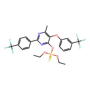 Diethoxy-[6-methyl-5-[3-(trifluoromethyl)phenoxy]-2-[4-(trifluoromethyl)phenyl]pyrimidin-4-yl]oxy-sulfanylidene-lambda5-phosphane structure