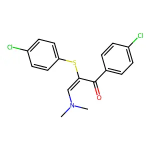 (E)-1-(4-chlorophenyl)-2-(4-chlorophenyl)sulfanyl-3-(dimethylamino)prop-2-en-1-one structure