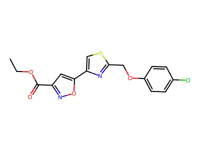 Ethyl 5-{2-[(4-chlorophenoxy)methyl]-1,3-thiazol-4-yl}isoxazole-3-carboxylate structure