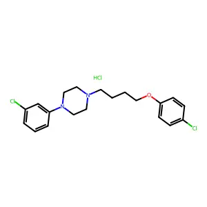 Piperazine, 1-(4-(p-chlorophenoxy)butyl)-4-(m-chlorophenyl)-, hydrochloride structure