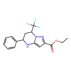 ethyl (5S,7R)-5-phenyl-7-(trifluoromethyl)-1,5,6,7-tetrahydropyrazolo[1,5-a]pyrimidine-2-carboxylate structure