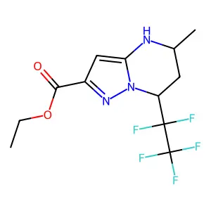 rac-ethyl (5R,7R)-5-methyl-7-(1,1,2,2,2-pentafluoroethyl)-4H,5H,6H,7H-pyrazolo[1,5-a]pyrimidine-2-carboxylate structure