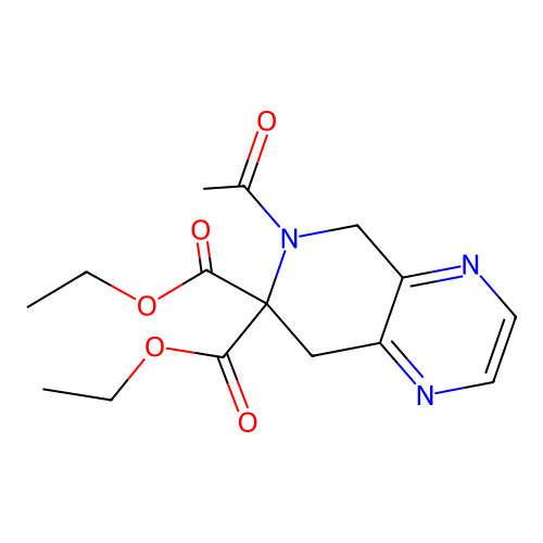 Diethyl 6-acetyl-5,6-dihydropyrido[3,4-b]pyrazine-7,7(8H)-dicarboxylate structure