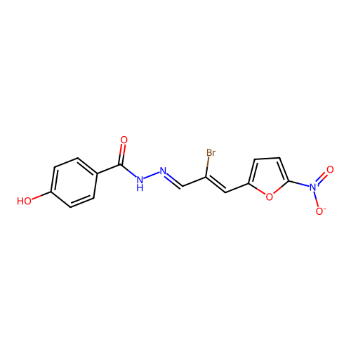 Benzoic acid, p-hydroxy-, (2-bromo-3-(5-nitro-2-furyl)allylidene)hydrazide structure