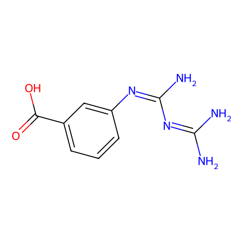 3-{[{[Amino(imino)methyl]amino}(imino)methyl]amino}benzoic acid hydrochloride structure