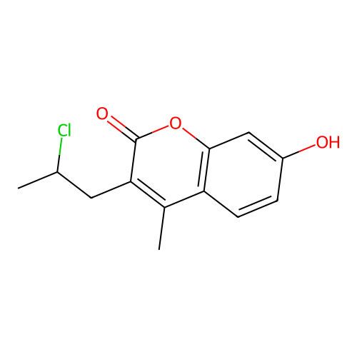 3-(2-chloropropyl)-7-hydroxy-4-methyl-2H-chromen-2-one structure
