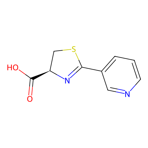 (4S)-2-(pyridin-3-yl)-4,5-dihydro-1,3-thiazole-4-carboxylic acid structure