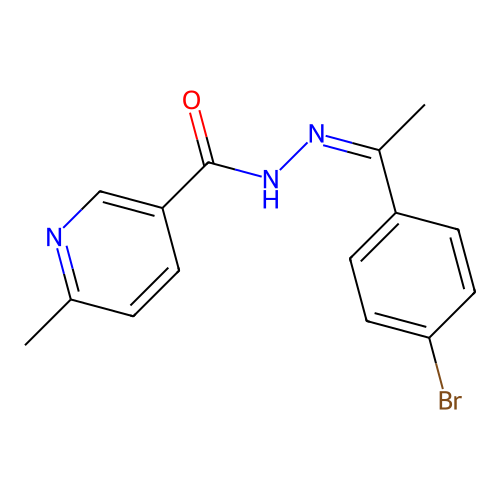 N-[1-(4-bromophenyl)ethylideneamino]-6-methylpyridine-3-carboxamide structure