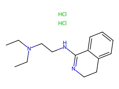 N'-(3,4-dihydro-1-isoquinolyl)-N,N-diethylethylenediamine dihydrochloride structure