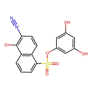 2-Diazonio-5-[(3,5-dihydroxyphenoxy)sulfonyl]naphthalen-1-olate structure