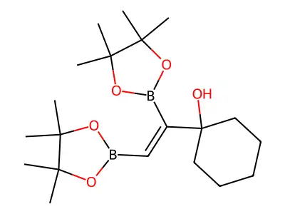 1-Vinyl-(cis-1,2-bis(4,4,5,5-tetramethyl-1,3,2-dioxaborolan-2-yl))cyclohexan-1-ol structure