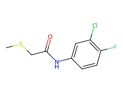 N1-(3-chloro-4-fluorophenyl)-2-(methylthio)acetamide structure