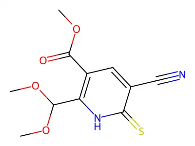 Methyl 5-cyano-2-(dimethoxymethyl)-6-mercaptonicotinate structure