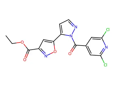ETHYL 5-{1-[(2,6-DICHLOROPYRIDIN-4-YL)CARBONYL]-1H-PYRAZOL-5-YL}ISOXAZOLE-3-CARBOXYLATE structure