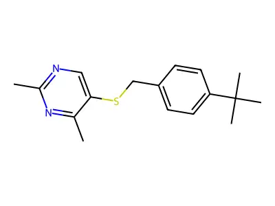 5-{[4-(Tert-butyl)benzyl]thio}-2,4-dimethylpyrimidine structure