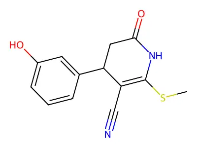 4-(3-hydroxyphenyl)-2-(methylsulfanyl)-6-oxo-1,4,5,6-tetrahydro-3-pyridinecarbonitrile structure